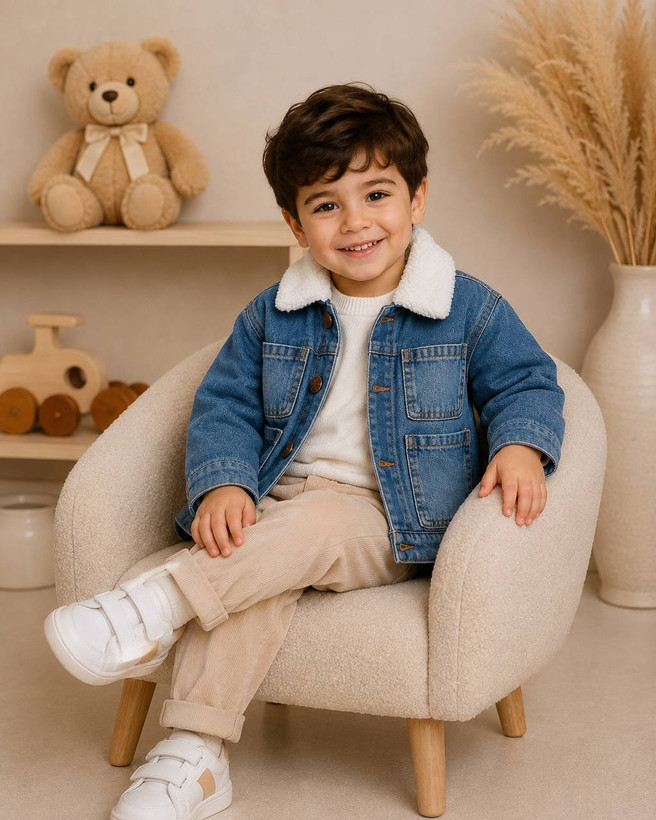کاپشن جین پسرانه داخل تدی